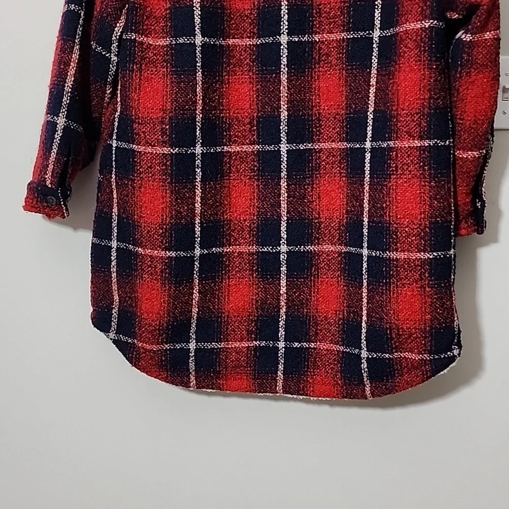 Levi's Wool Blend Oversized Plaid Sherpa Shirt Shacket Size XL